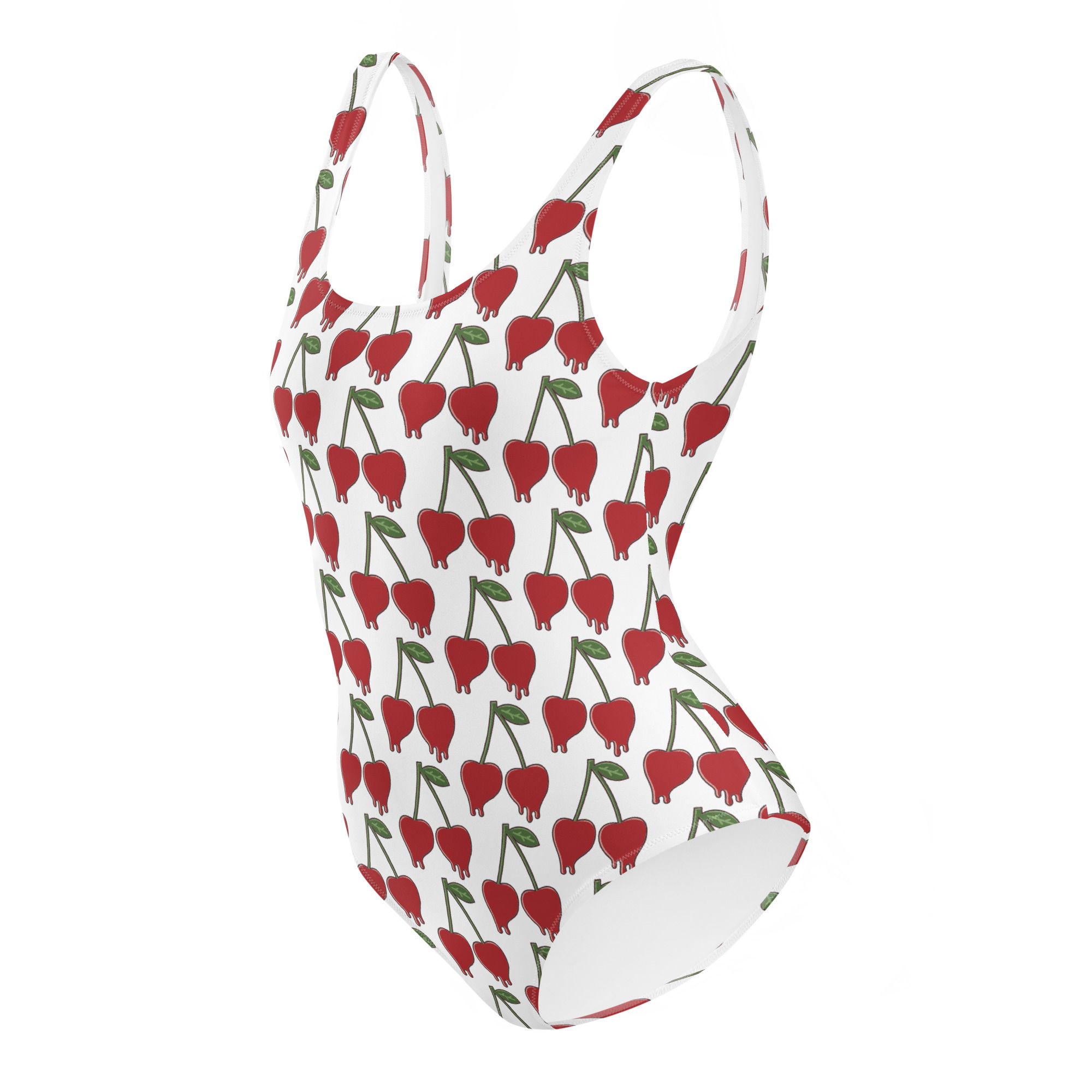Red cherry print one-piece swimsuit