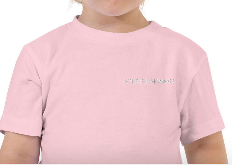 Pink youth tee shirt with 'YM' logo