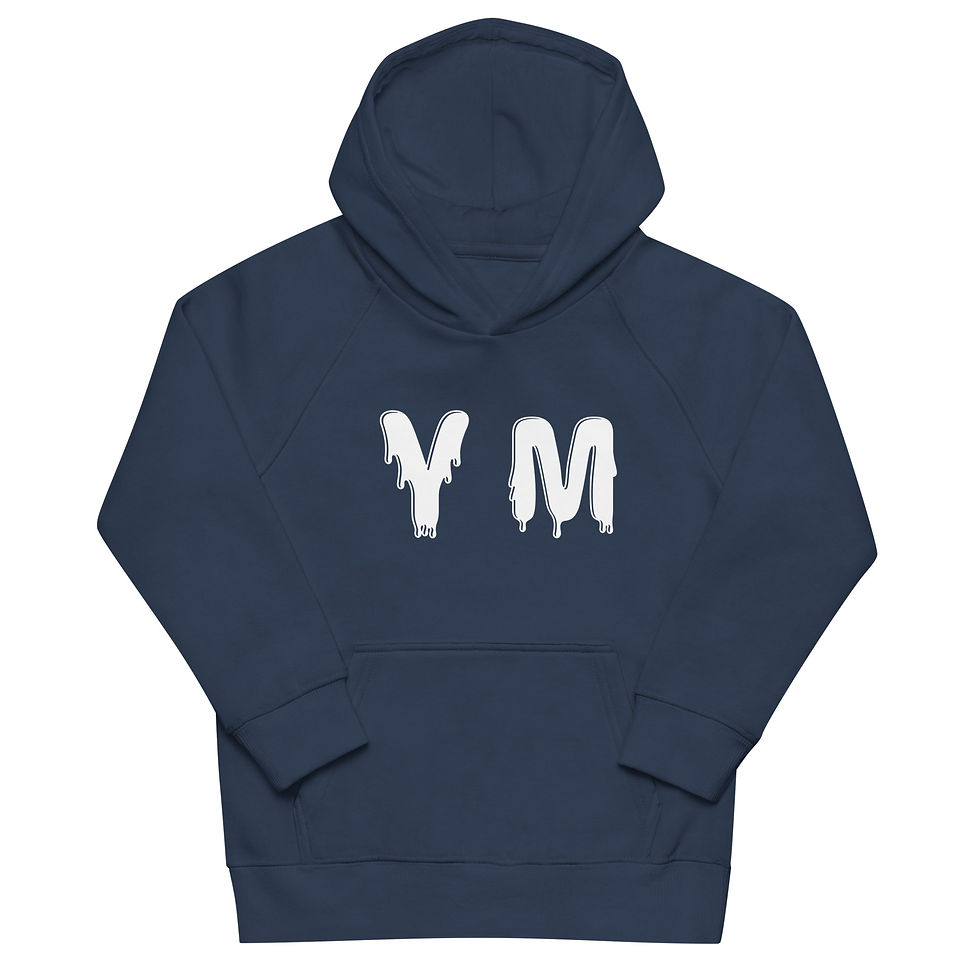 Thumbnail: YM Drip Letter Hooded Sweatshirt (youth): Navy blue youth hoodie with YM logo
