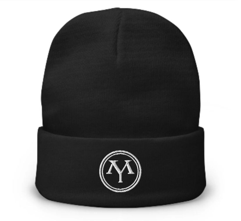 Thumbnail: Black beanie with embroidered MY logo