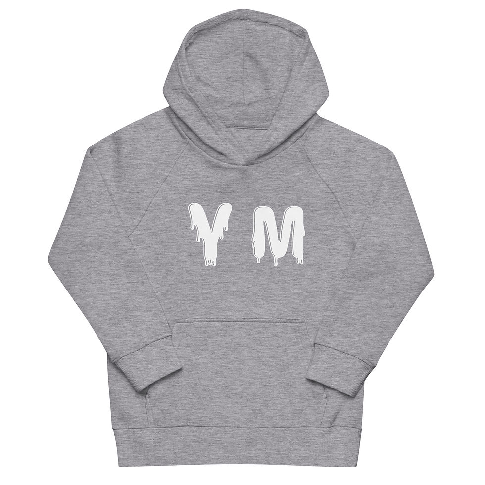 Thumbnail: YM Drip Letter Hooded Sweatshirt (youth): Stylish grey hoodie with YM logo