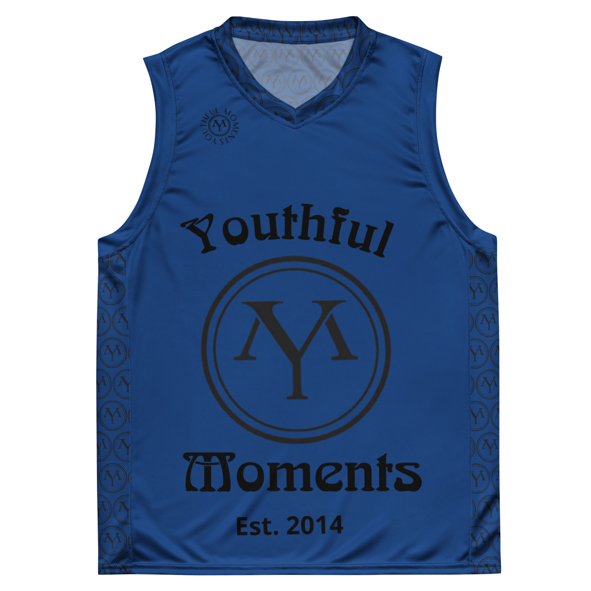 Youthful Moments blue basketball jersey, Est. 2014