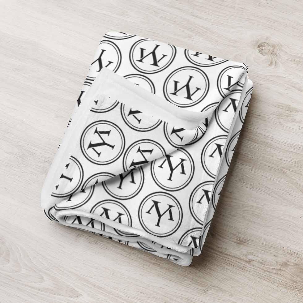 Thumbnail: Folded monogrammed fleece blanket, YM initial