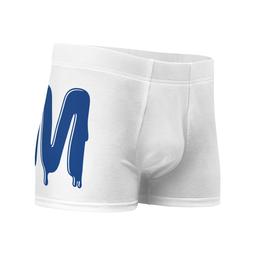 Thumbnail: White boxer briefs with blue YM logo