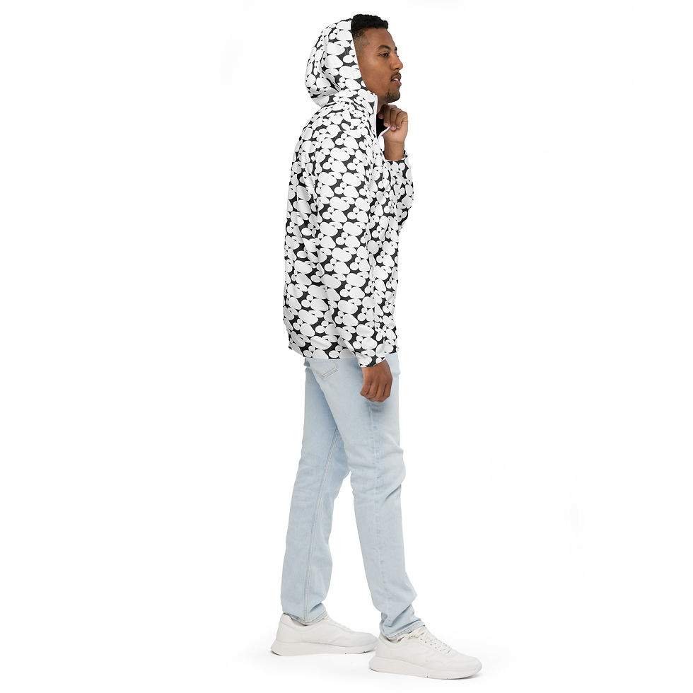 Thumbnail: Man in YM Drip Letter Windbreaker, stylish hooded jacket
