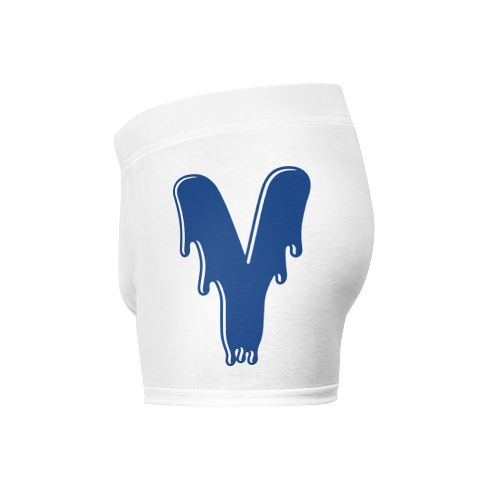 Hình thu nhỏ: White onesie with blue dripping letter V