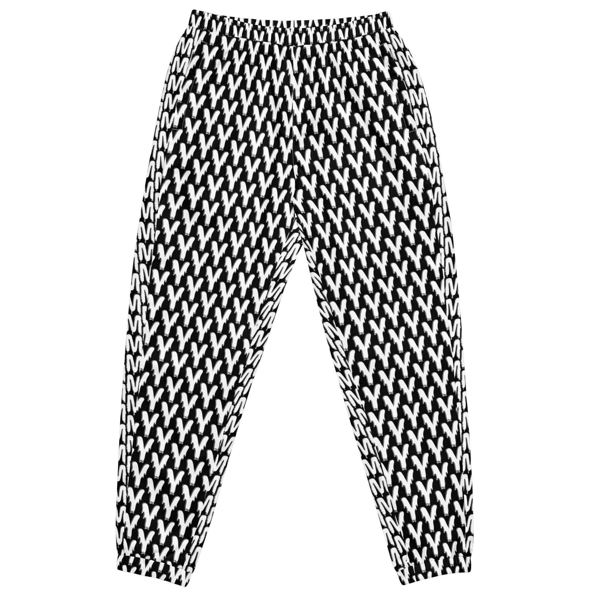 Black and white Y pattern joggers