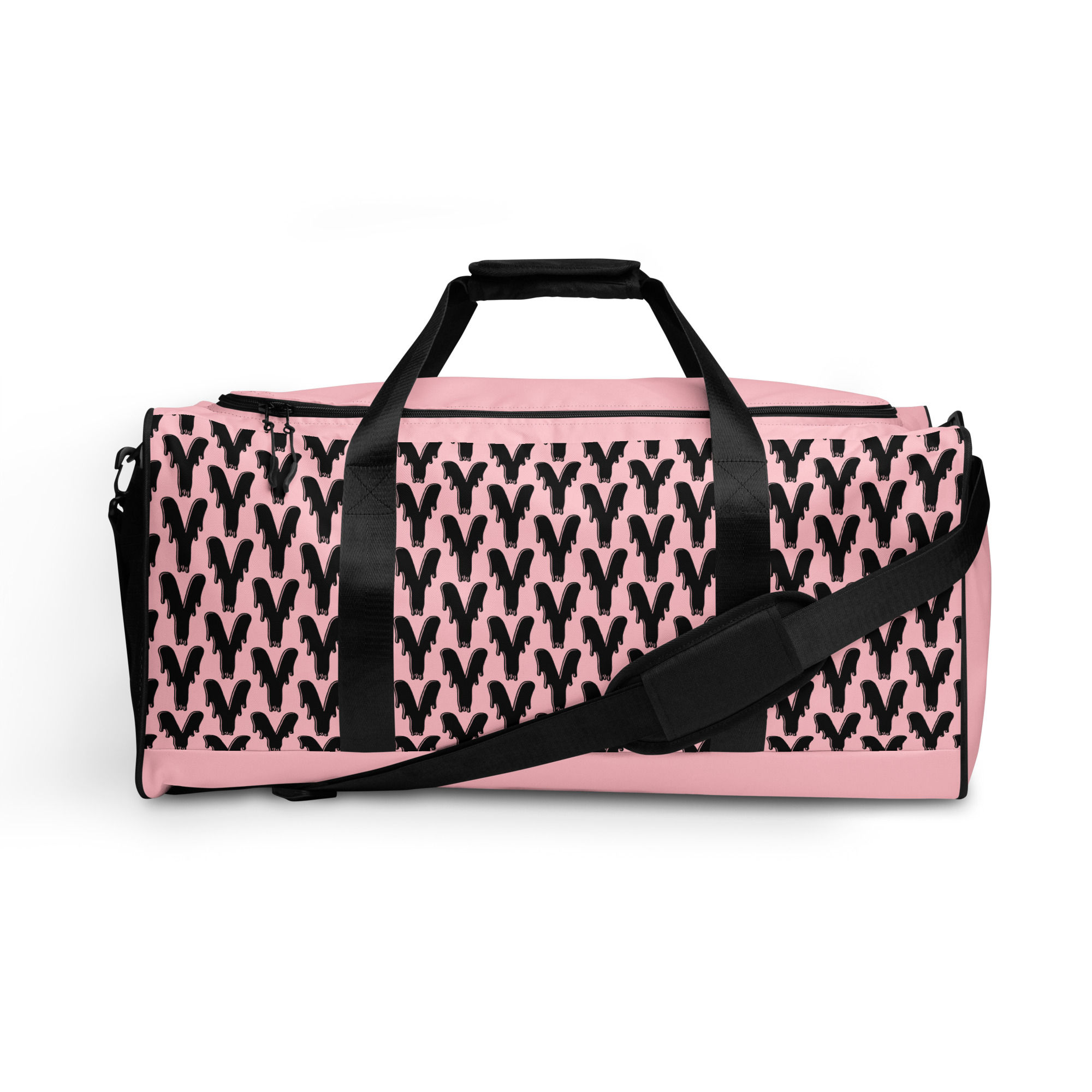 Pink YM Drip Letter Windbreaker duffel bag