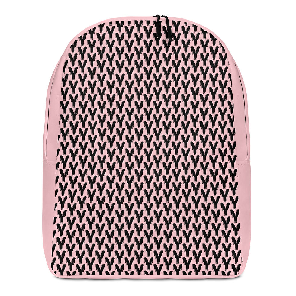 Miniatyrbild: Pink backpack with black Y pattern
