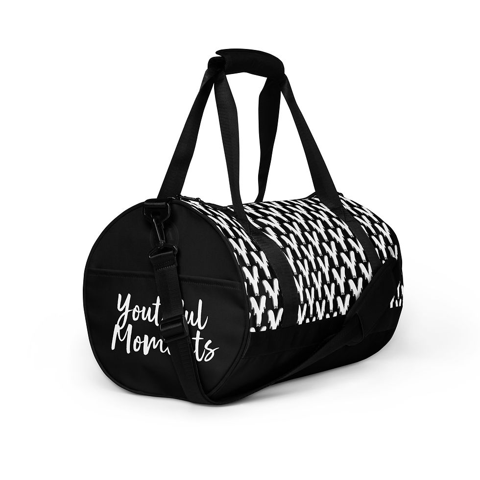 Thumbnail: Black duffel bag with "Your Mom" text