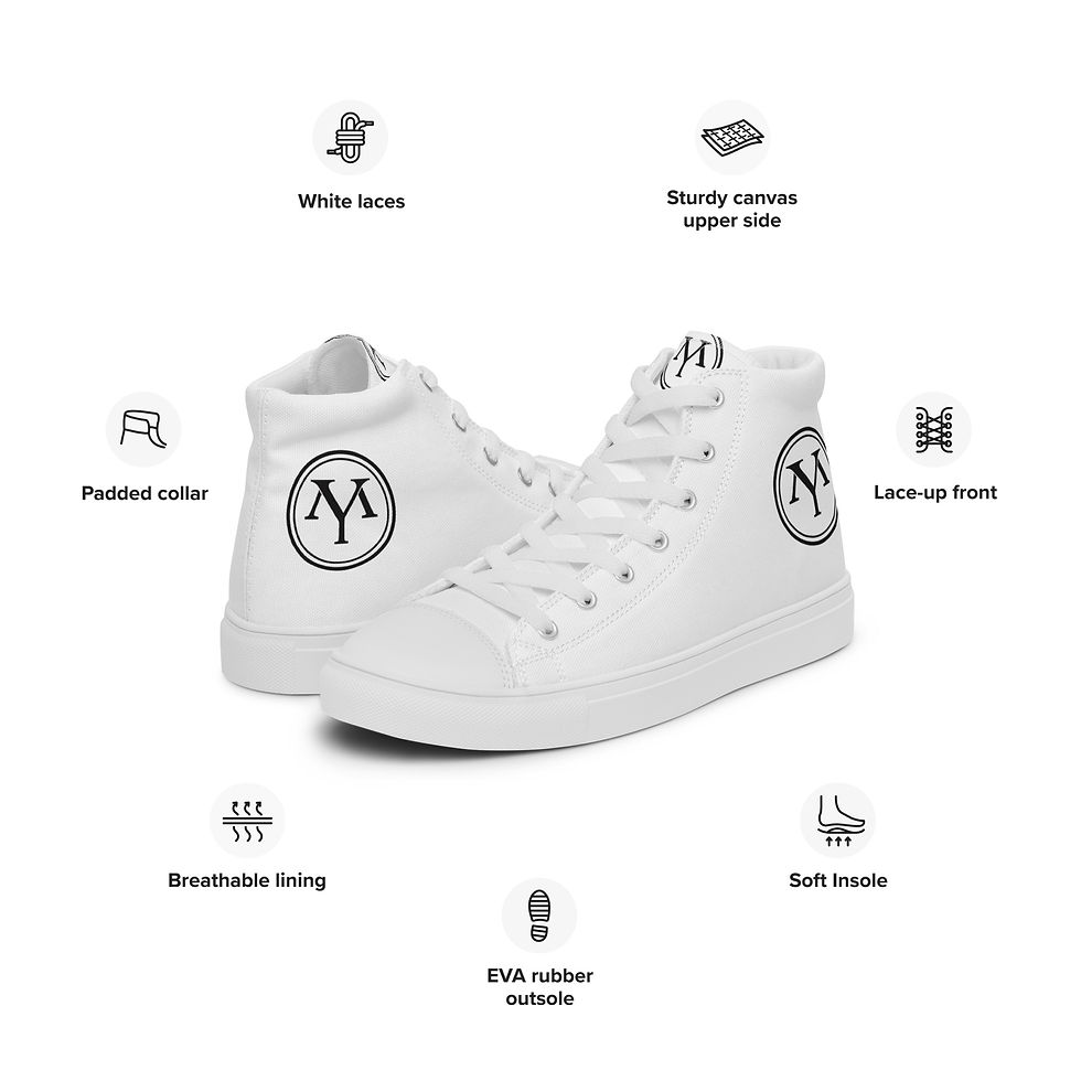 Thumbnail: White canvas high-top sneakers with YM logo