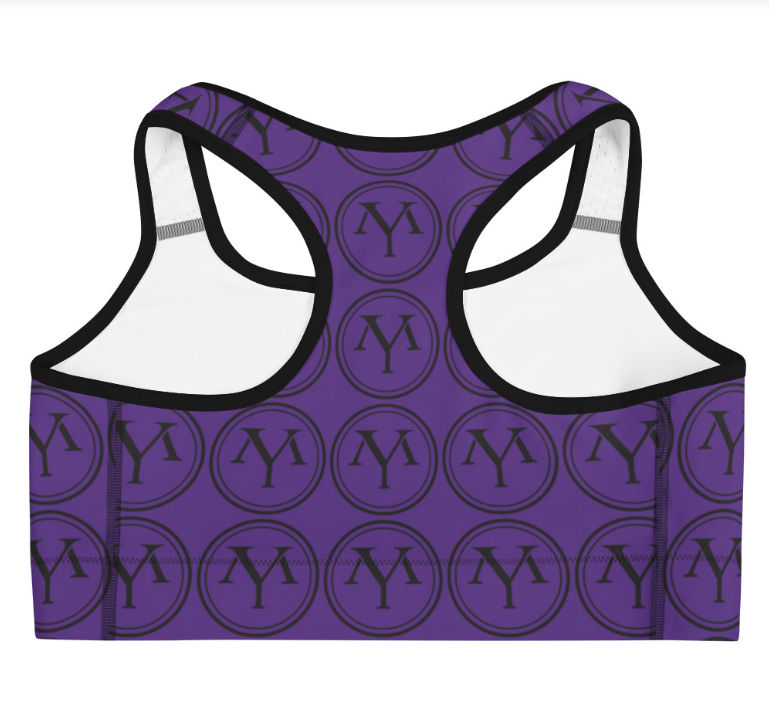 Purple sports bra with logo