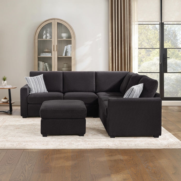 Thumbnail: Chenille Sectional w/ Ottoman