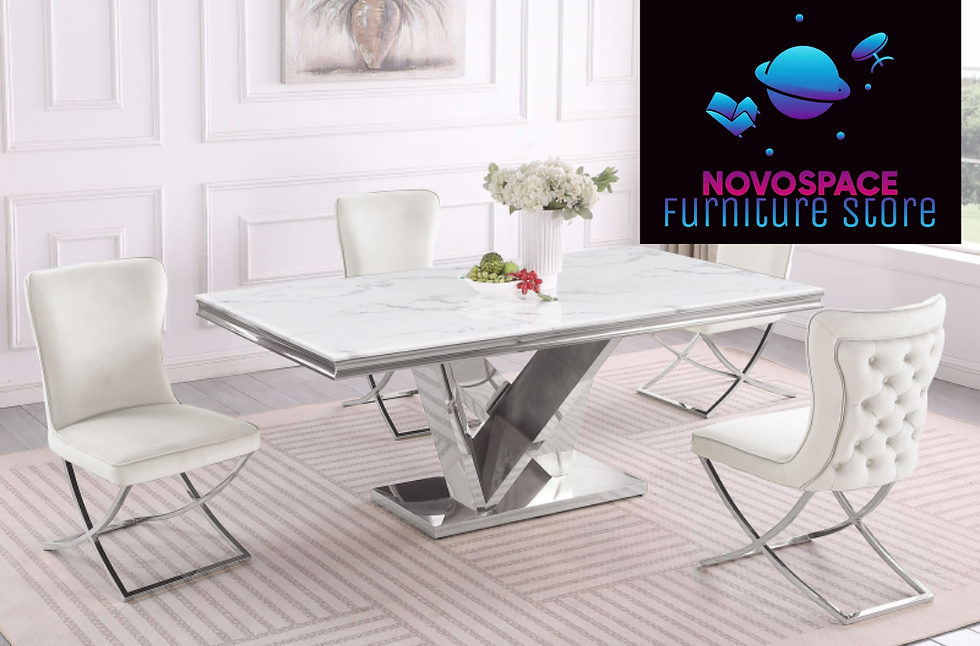 5Pcs Dining Set Stone Marble Laminate