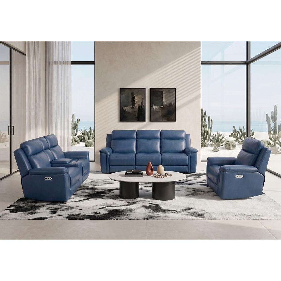 Thumbnail: 3pc Real-Leather Match Power Recliner Set