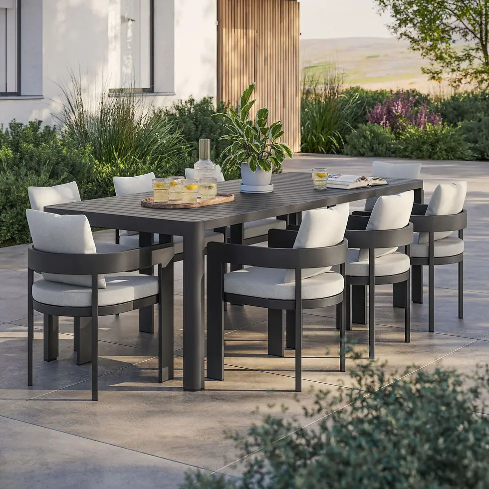 Thumbnail: 9Pcs Outdoor Patio Aluminum Dining Set With Extendable Table