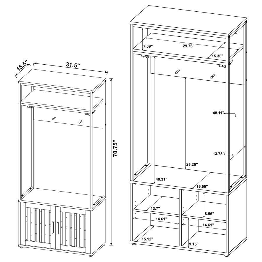 Thumbnail: 2 Door Coat Rack Hall Tree Storage