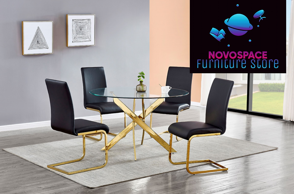 Thumbnail: 5Pcs Dining Set - Rectangle or Round Glass Dining Table