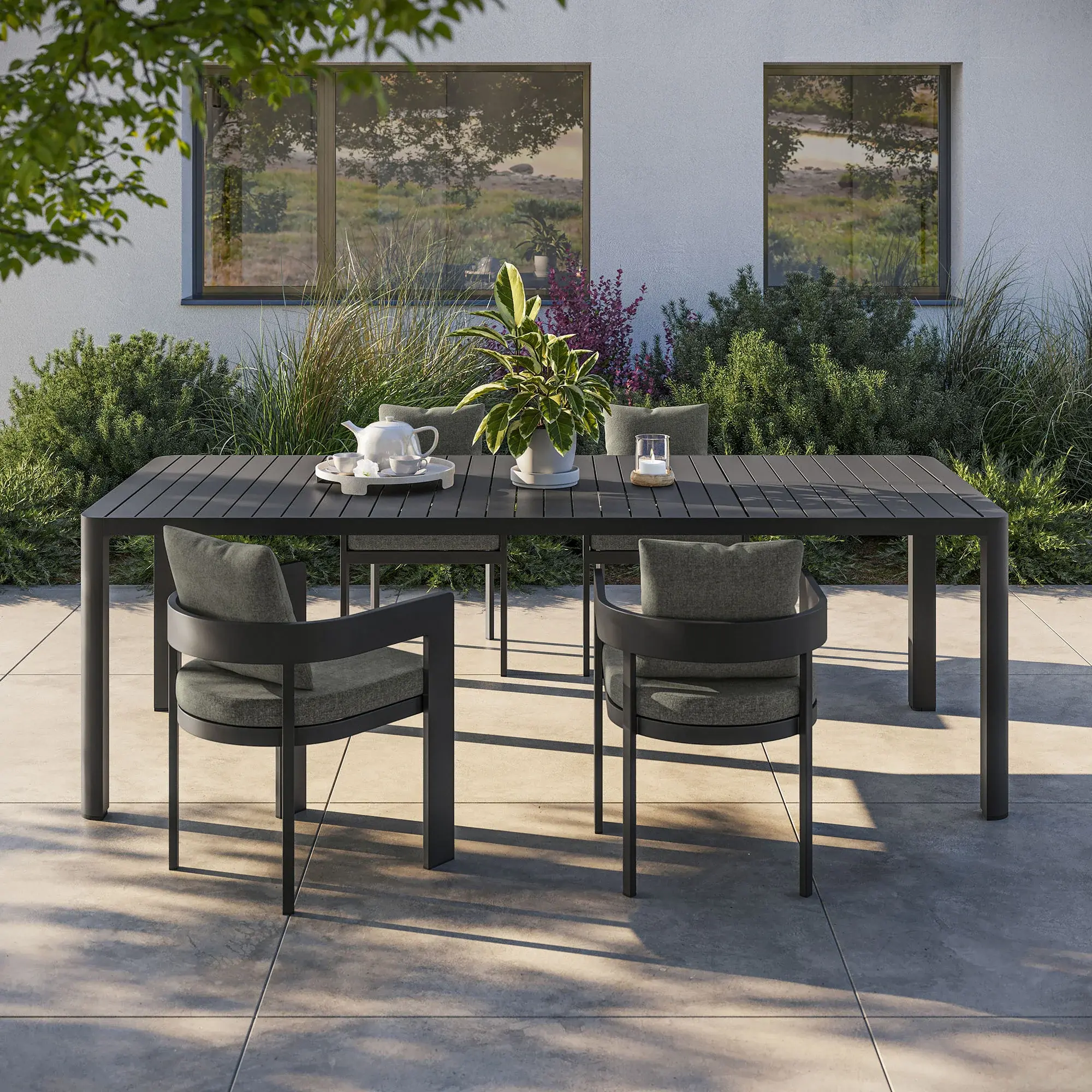 Outdoor Patio Aluminum Extendable Dining Table