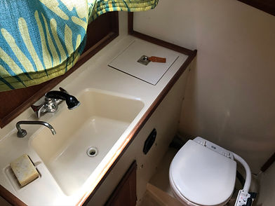 Sailboat bathroom available for guest use