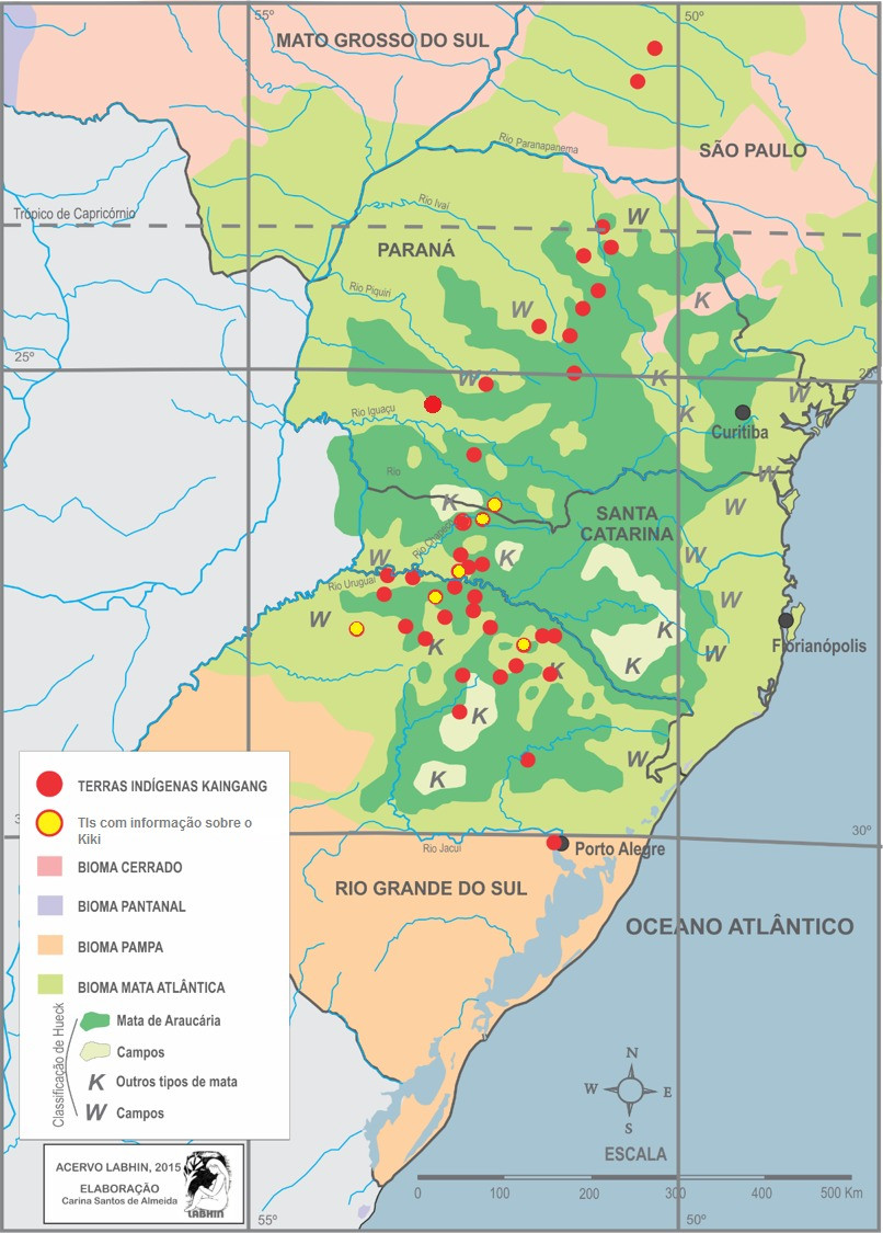The Kaingang areas were demarcated with the Parana pine