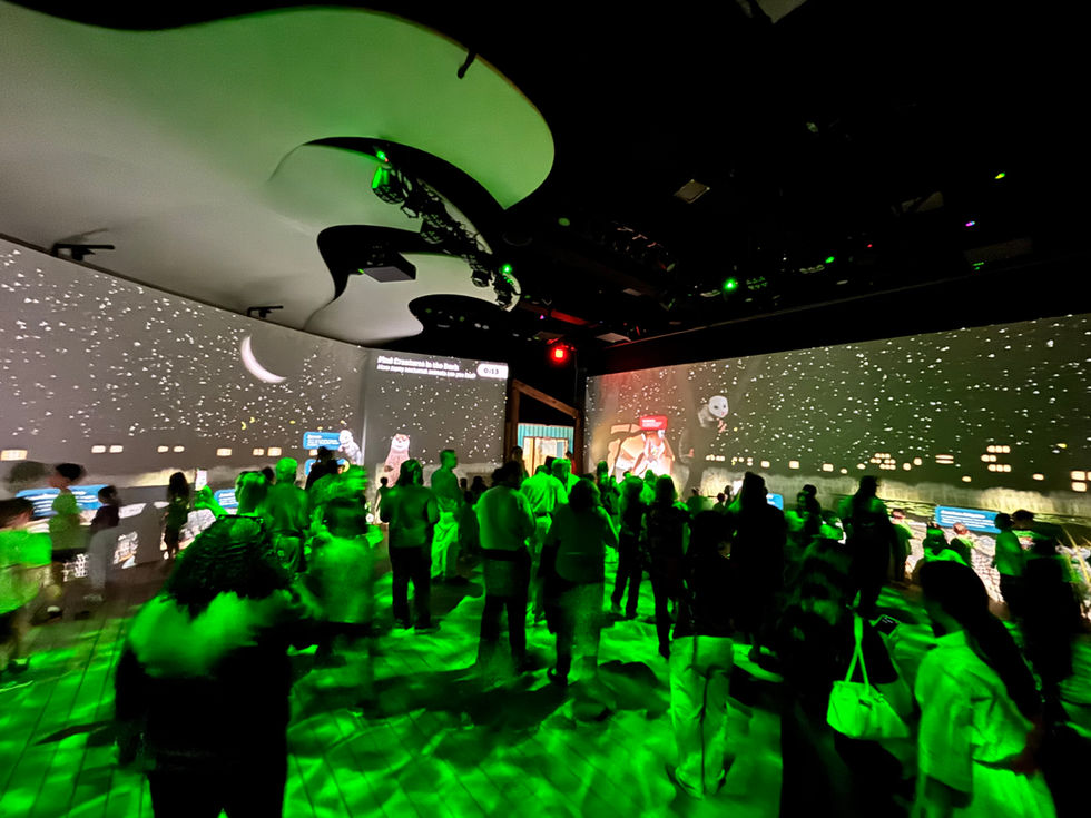 The theater darkened, reproducing the sights and sounds of the Everglades at night. 