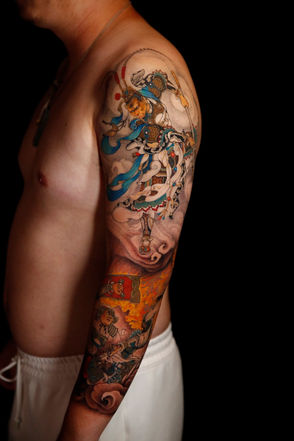Monkey King full sleeve tattoo by Ciel, Wild Crane Tattoos, GTA