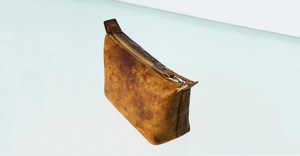 Small zip pouch made from mycelium-based leather alternative material