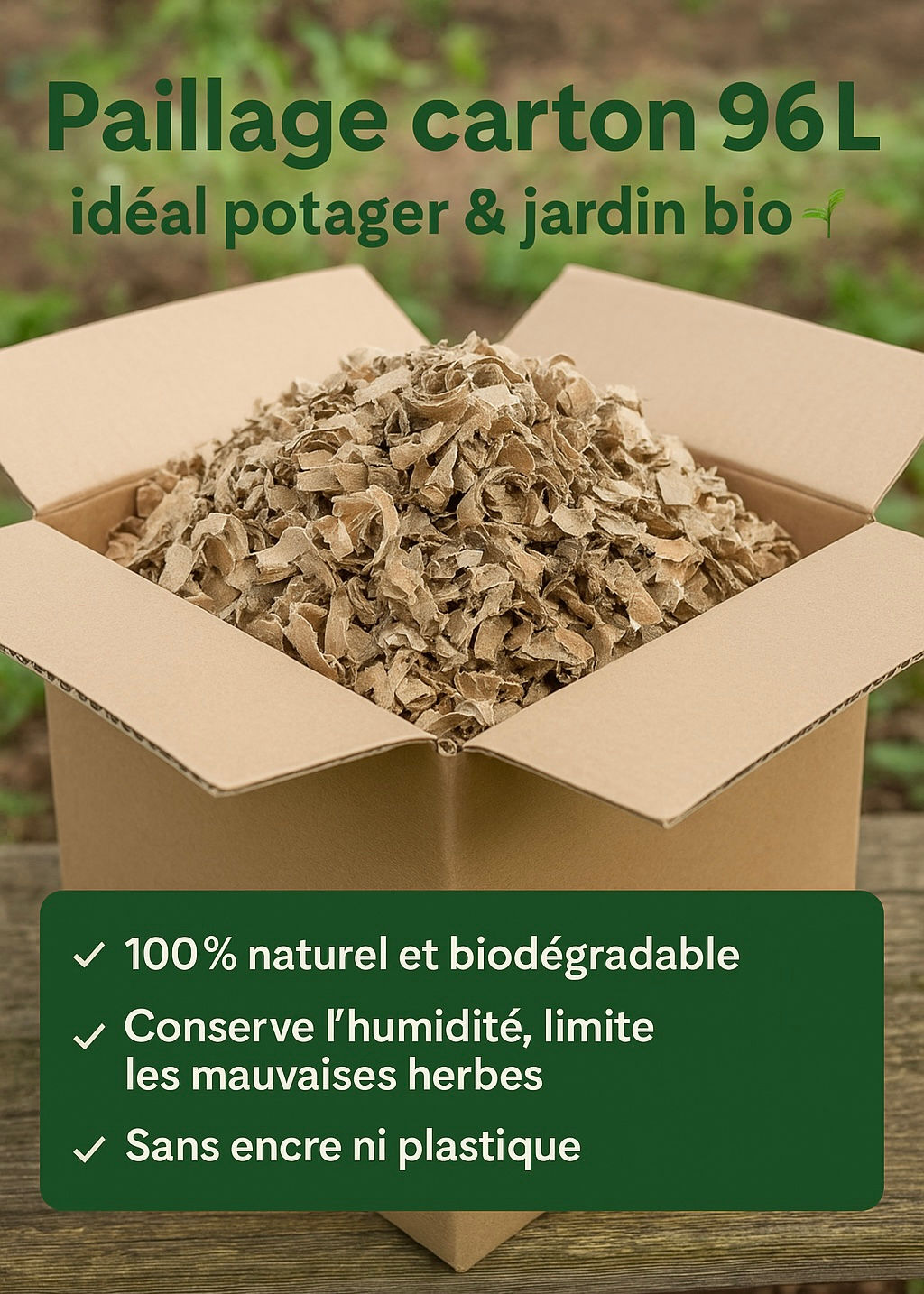 Carton de paillage carton de 96L - écologique et biodégradable
