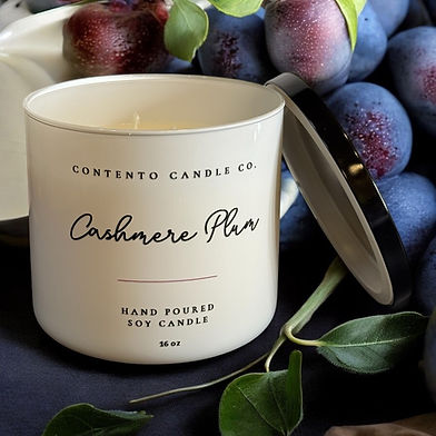 Cashmere Plum candle by CONTENTO CANDLE CO.