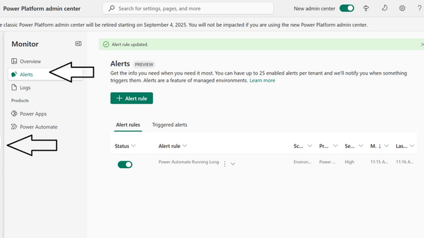 Power Platform Alerts -Finding the failures