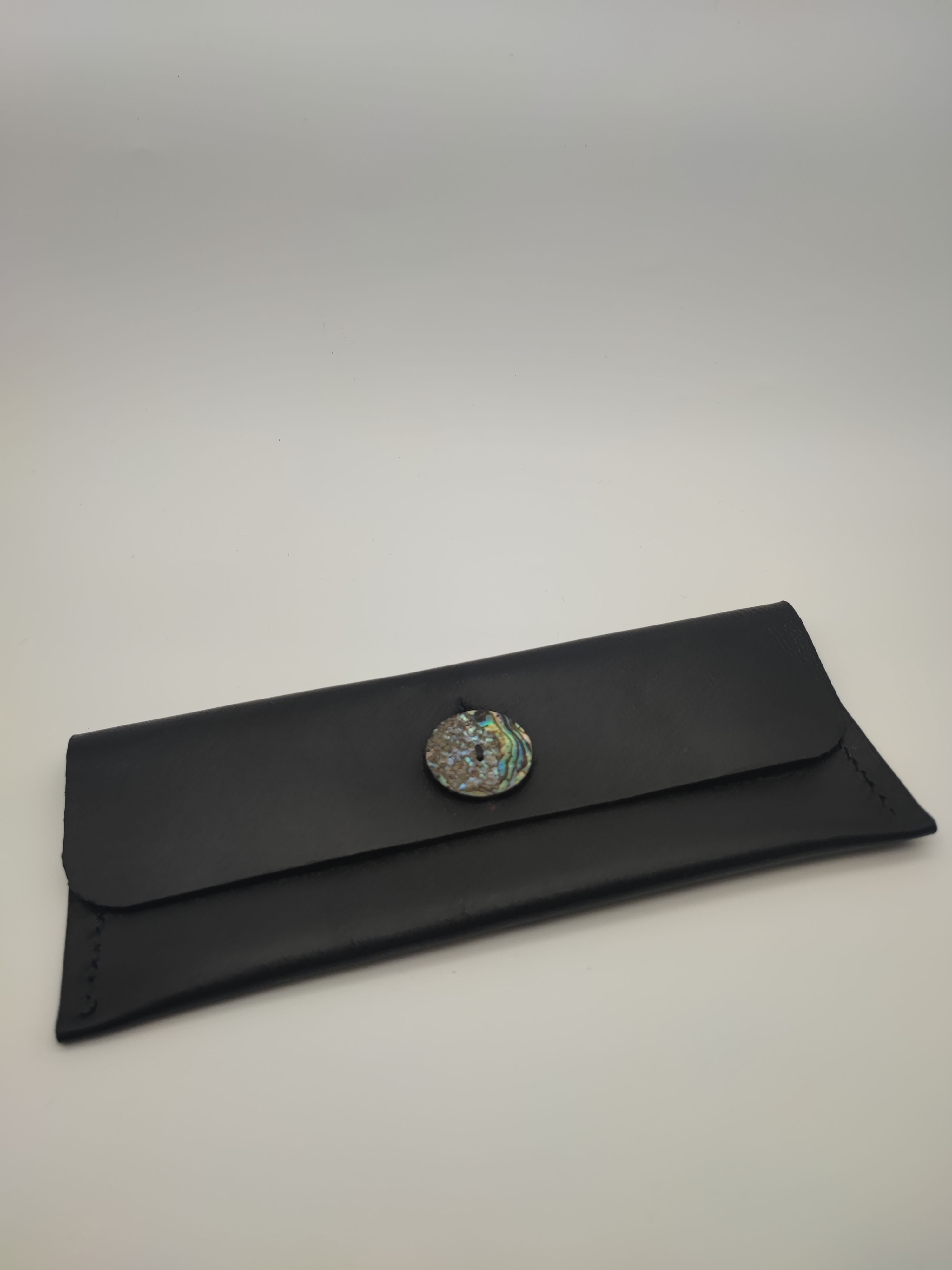 Etui à lunettes - Bouton en nacre bleue