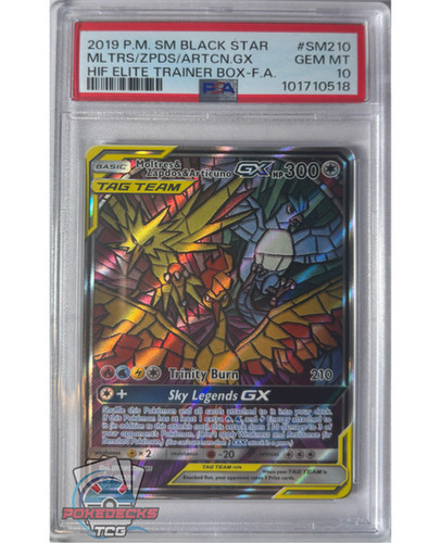 MOLTRES/ZAPDOS/ARTICUNO GX SM210 PSA 10 | Pokedeckstcg