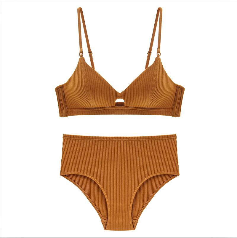 Thumbnail: TERMEZY  Cotton Striped Push Up Bra Set
