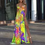 Thumbnail: Bohemian Floral Print Deep V-Neck Split Long Off Shoulder Dress