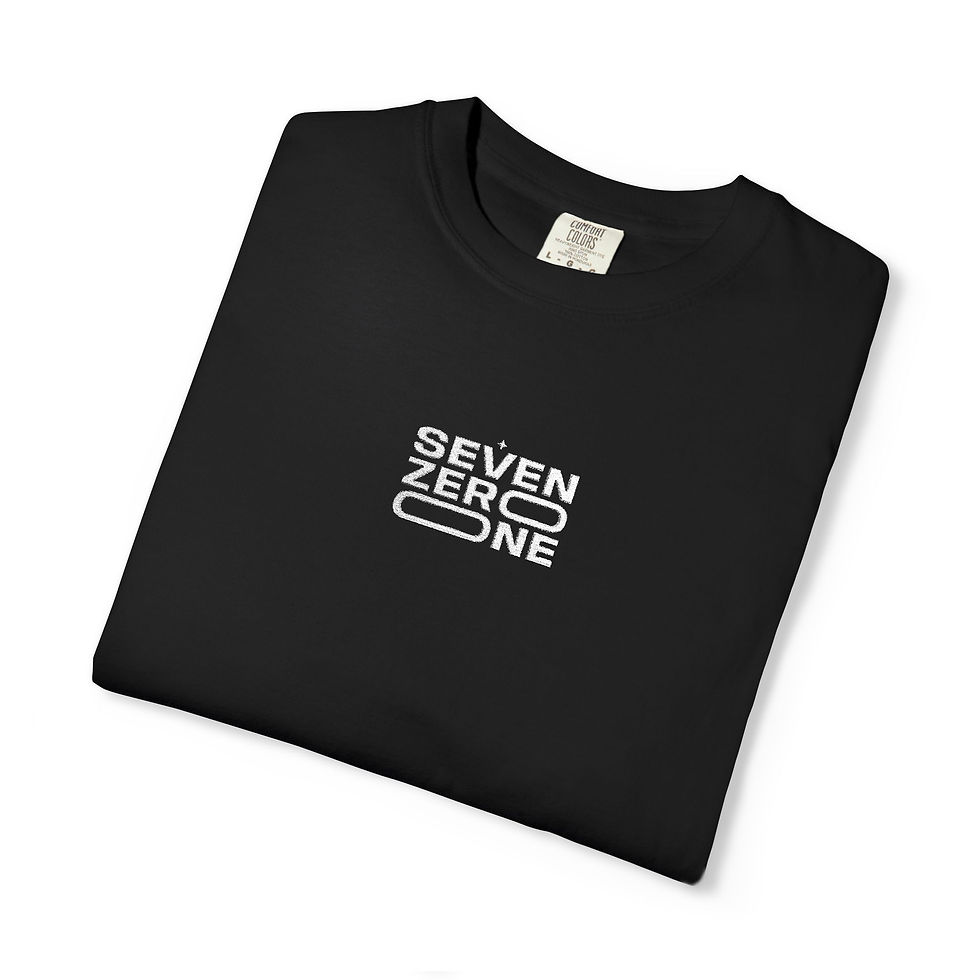 Thumbnail: Seven Zero One Origin Tee - Embroidered - Black Folded