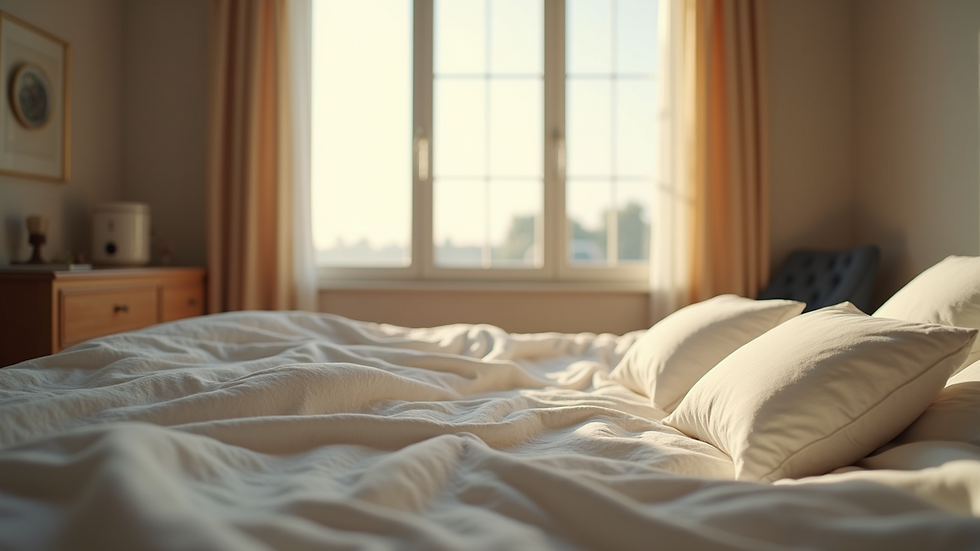 Eye-level view of a peaceful bedroom suited for relaxation