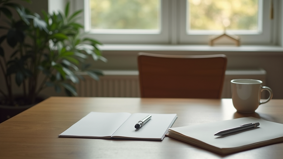 Close-up view of a serene study space with a desk and chair