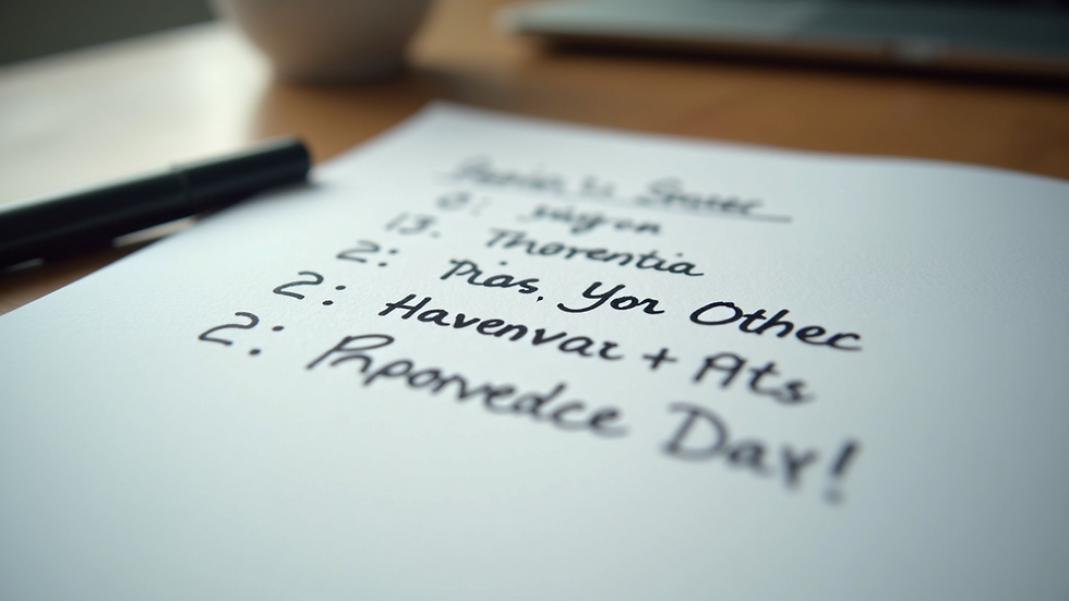 Close-up of a to-do list with tasks prioritized by importance
