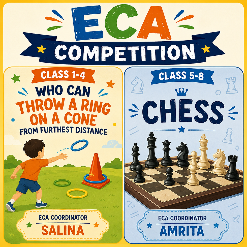 ECA ACTIVITY: Class 1 -Class 4: Target a ring, Class 5 to Class 8: Chess