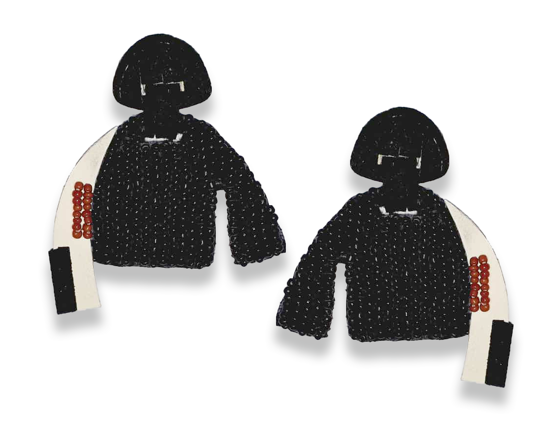 "Vivere" Leather Hand Beaded Earrings (Mini Version))