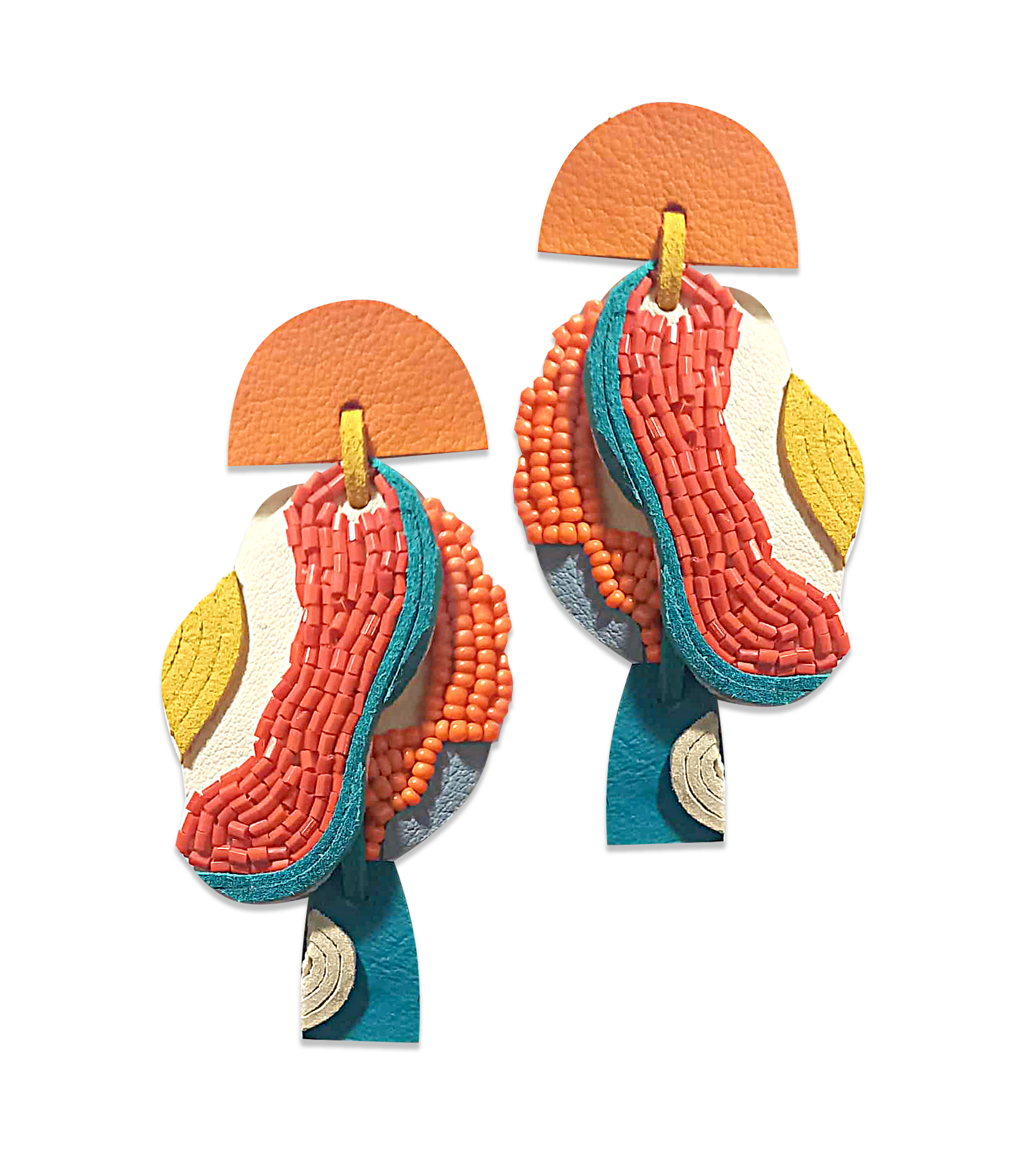 Ebunoluwa Hand Beaded Leather Earrings