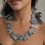 Thumbnail: Pieces MINI Version In Silver Grey Leather Hand Beaded Neckpiece