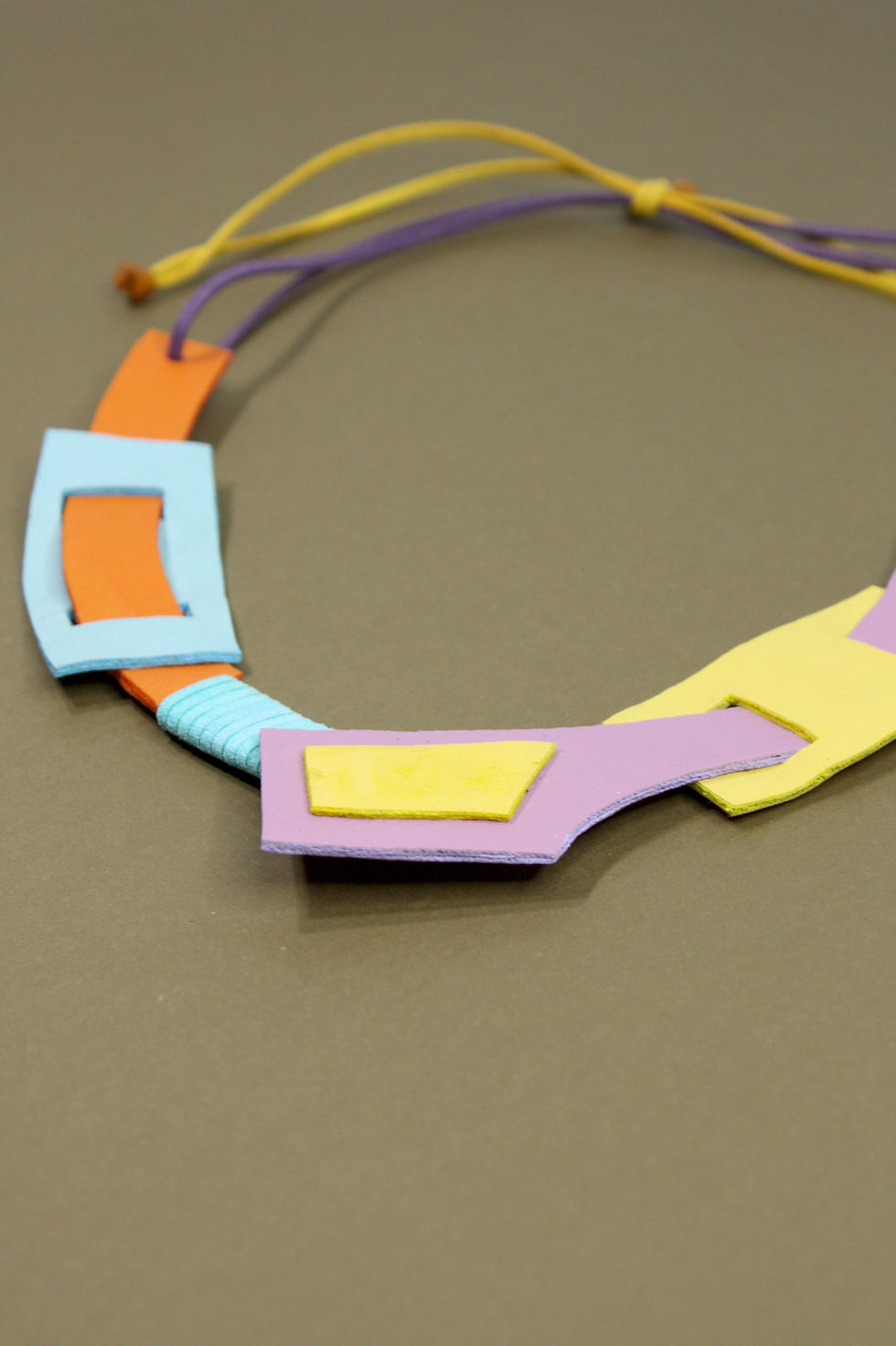 Thumbnail: "Jiyu" In Bright Ones Bib Statement Leather Neckpiece