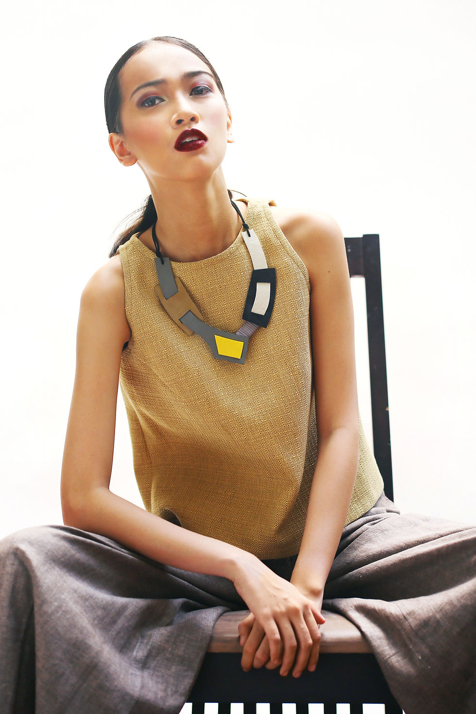 Thumbnail: "Jiyu" In Pastel Bib Statement Leather Neckpiece