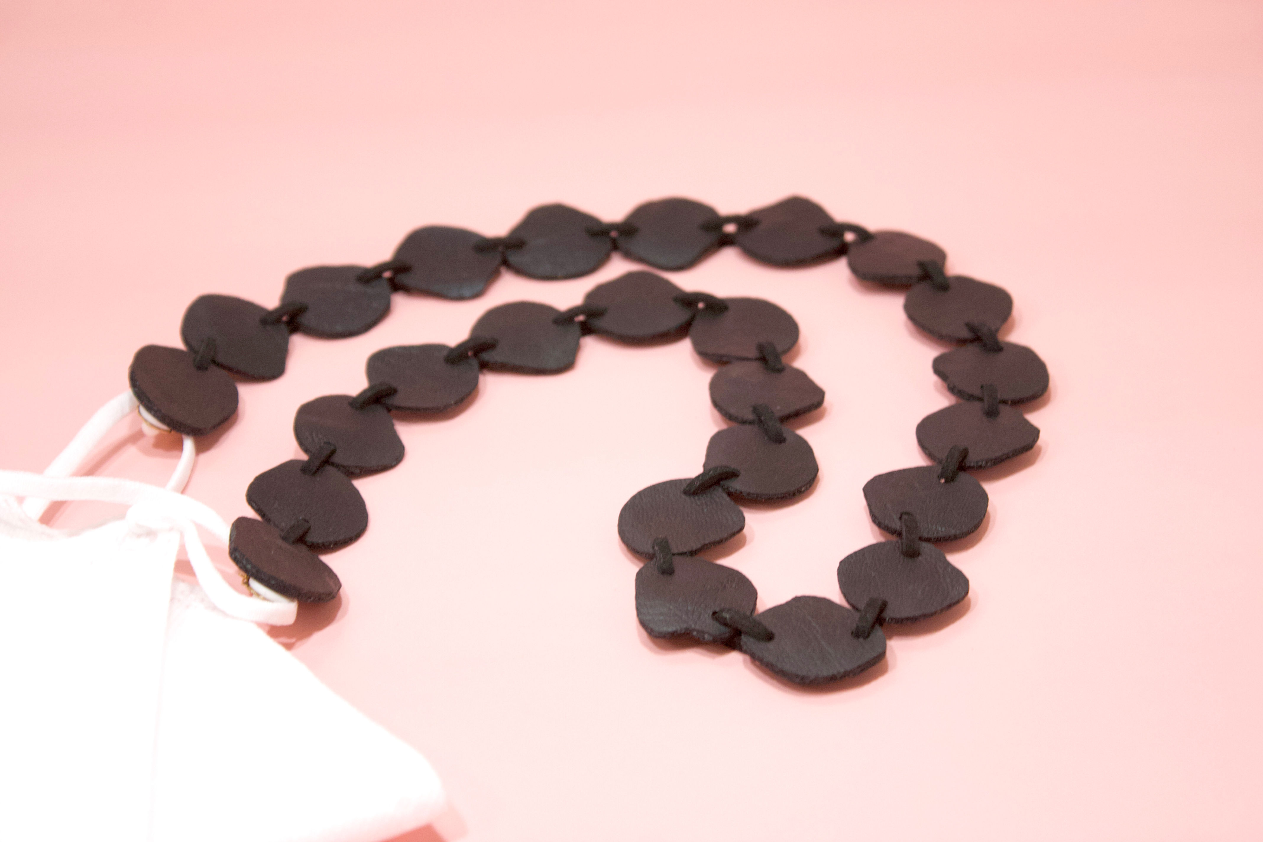 O'EL Leather Face Mask Strap Lanyard In Knight Black