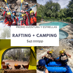 Aventura de rafting en el Cajón del Maipo combinada con camping rodeado de naturaleza