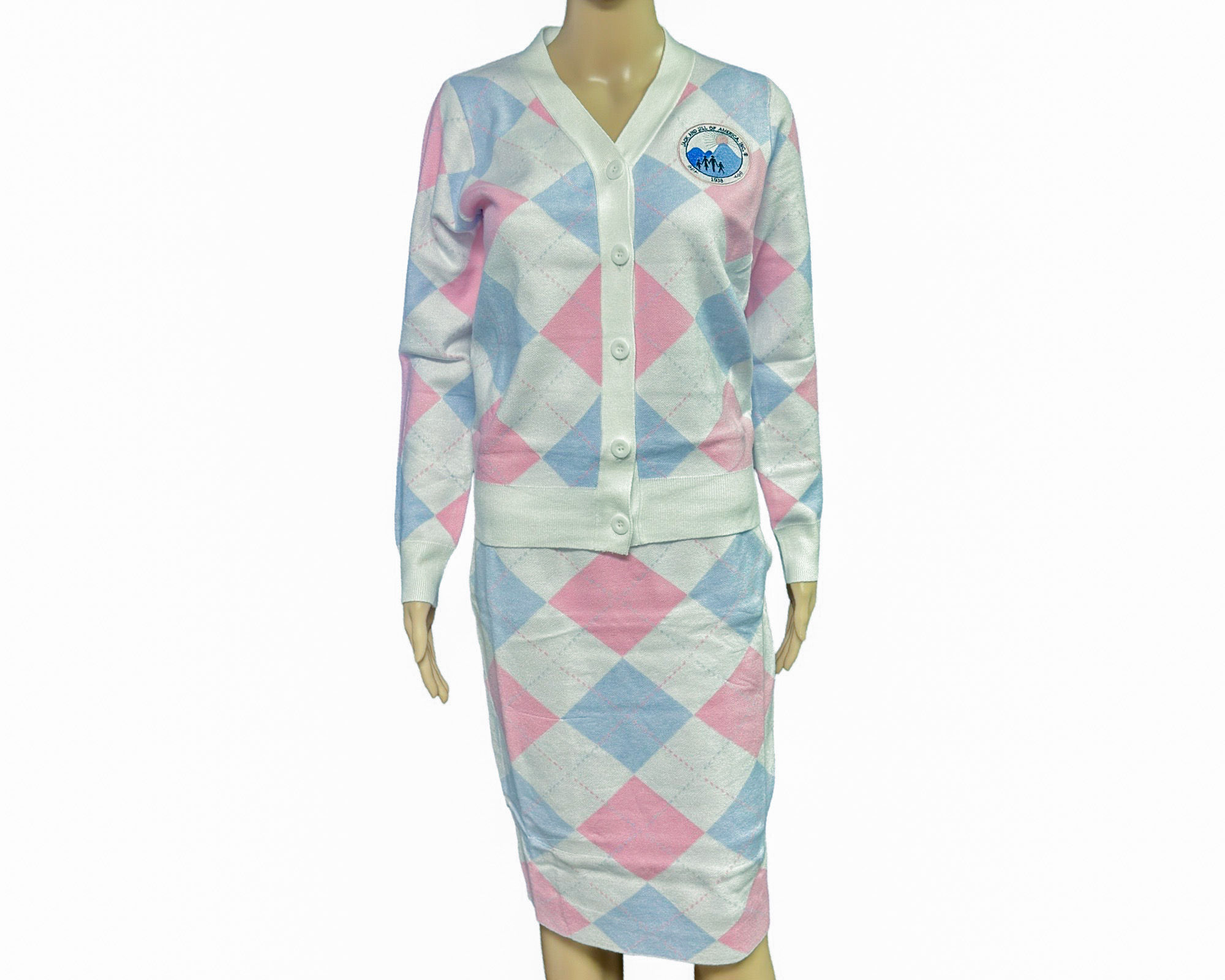 2PC Argyle JJ KNIT SET