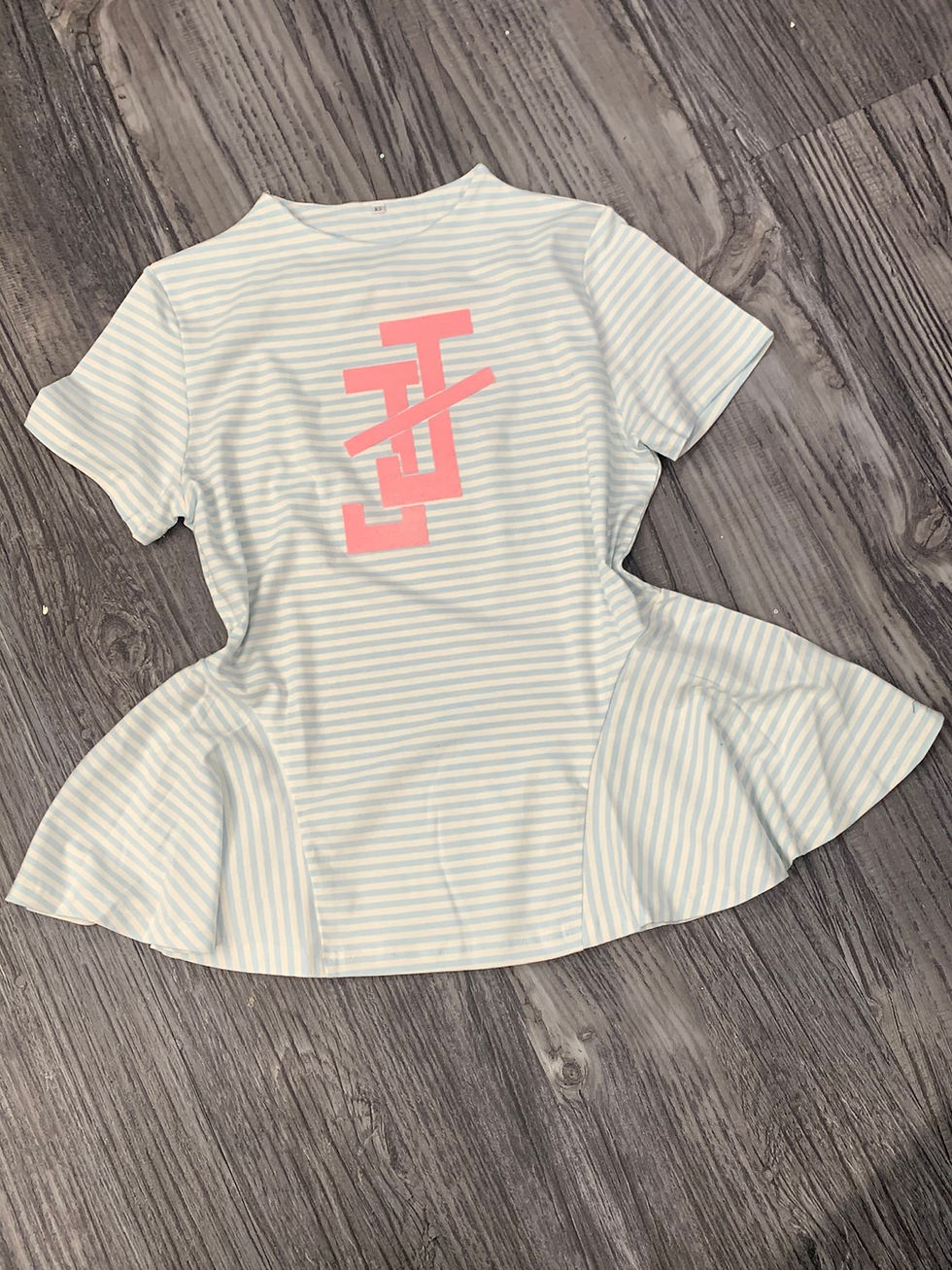 Thumbnail: Striped JJ Peplum Top-Adult 