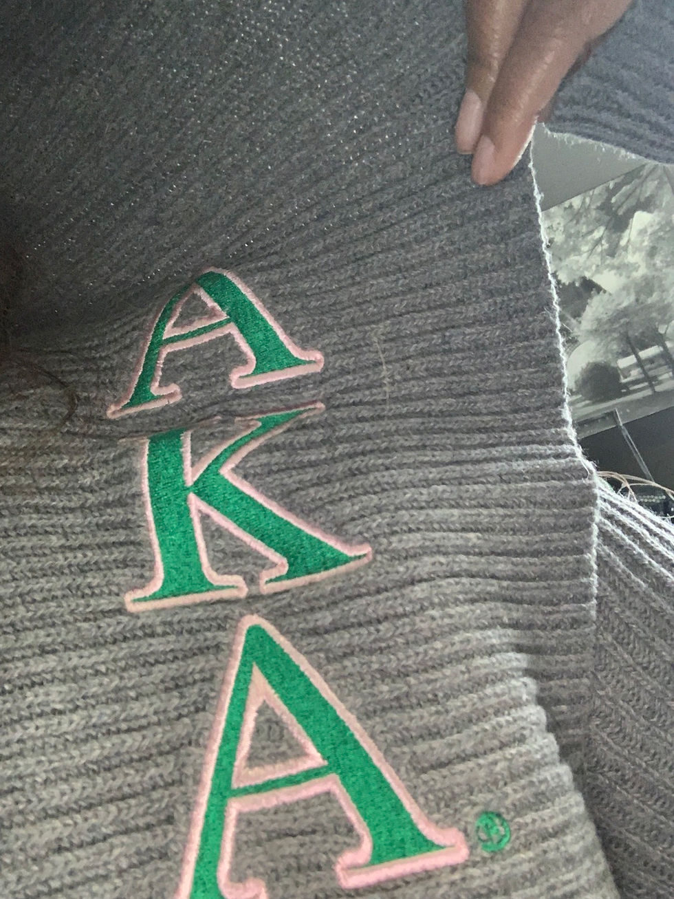Thumbnail: Peplum Varsity Sweater-AKA Gray